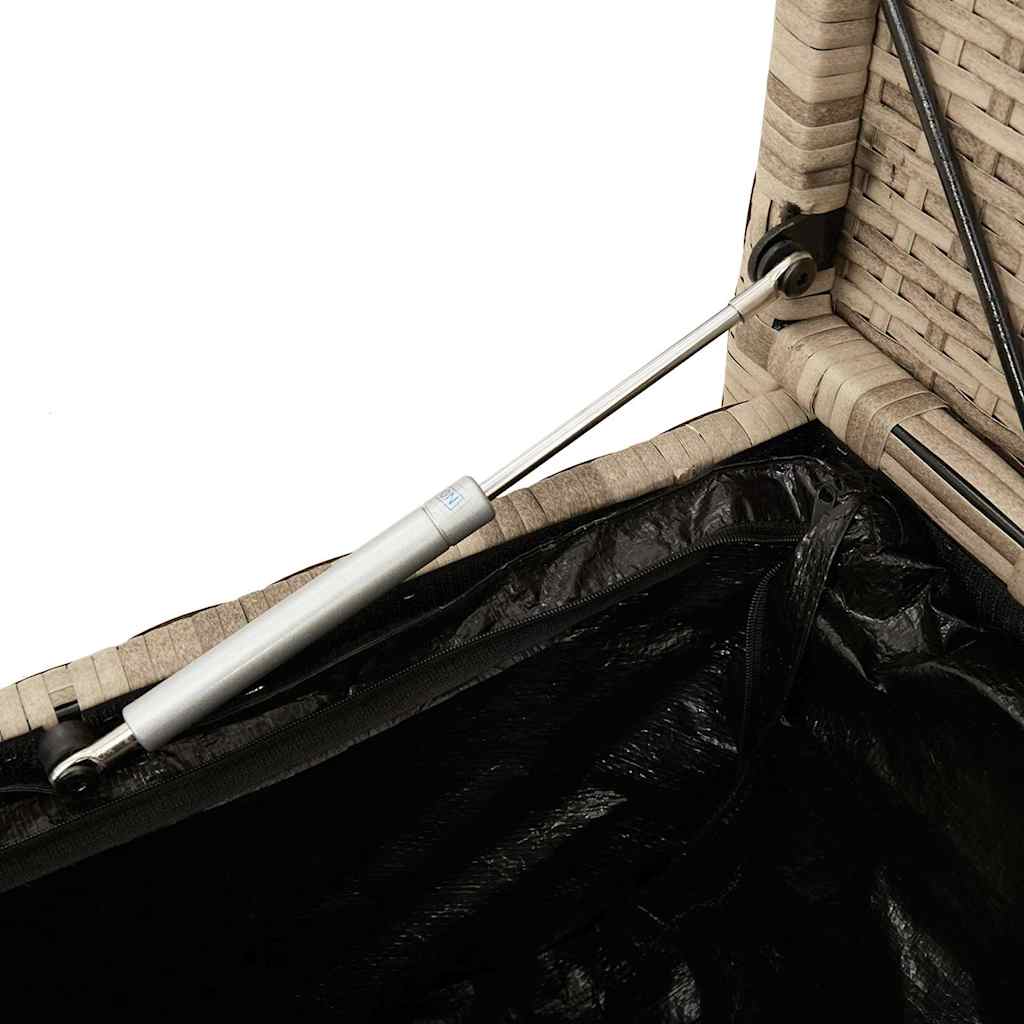 Garden Storage Bench with Cushion Beige Poly Rattan