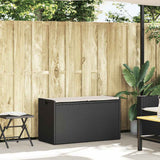Outdoor Storage Bench with Cushion Black 100 cm Poly Rattan - Front View