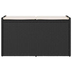 Outdoor Storage Bench with Cushion Black 100 cm Poly Rattan