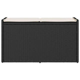 Outdoor Storage Bench with Cushion Black 100 cm Poly Rattan - Top-Down View