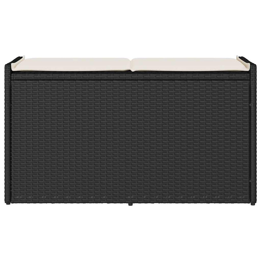 Outdoor Storage Bench with Cushion Black 100 cm Poly Rattan