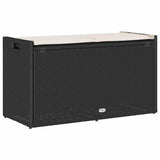 Outdoor Storage Bench with Cushion Black 100 cm Poly Rattan - Rear View