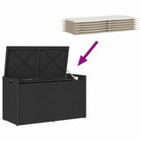 Outdoor Storage Bench with Cushion Black 100 cm Poly Rattan - Close-Up Angle