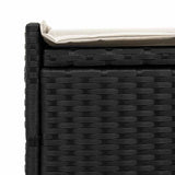 Outdoor Storage Bench with Cushion Black 100 cm Poly Rattan - Low Angle