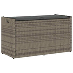 Outdoor Storage Bench with Cushion Grey 100 cm Poly Rattan