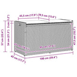 Outdoor Storage Bench with Cushion Grey 100 cm Poly Rattan