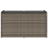 Outdoor Storage Bench with Cushion Grey 100 cm Poly Rattan