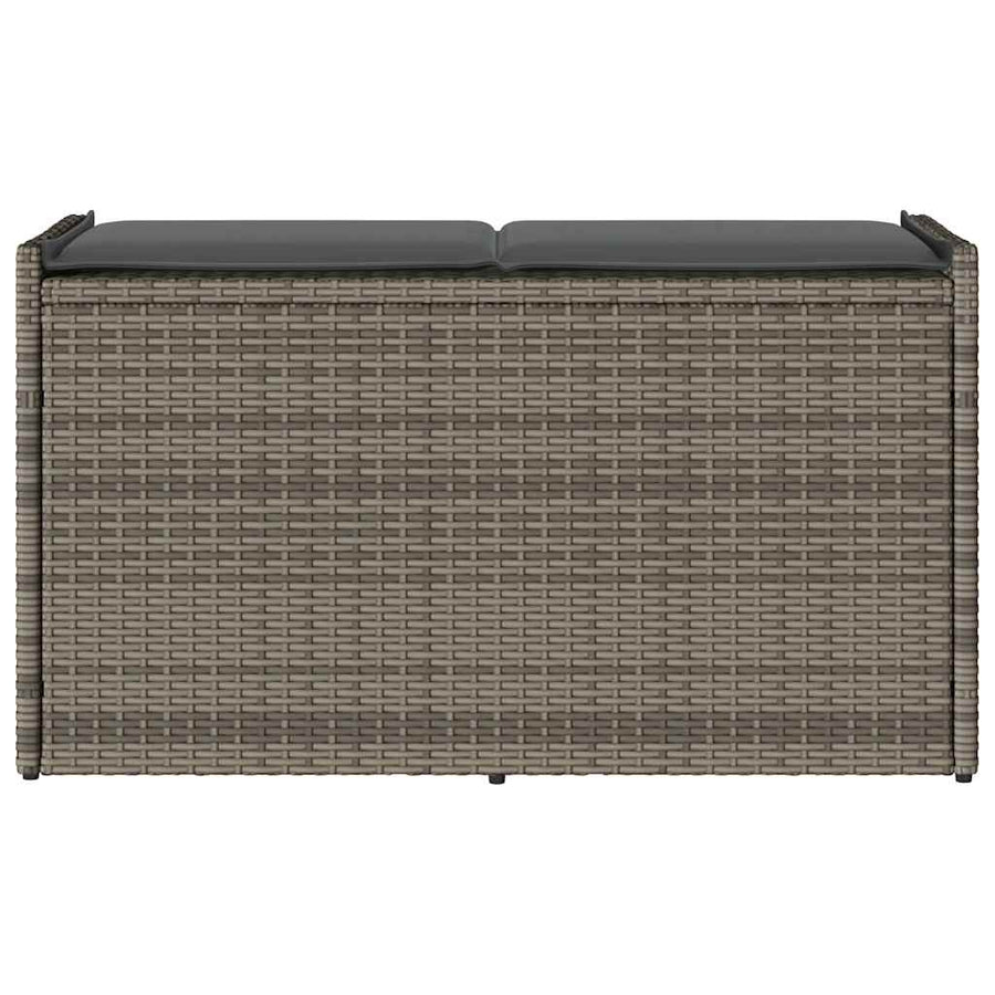 Outdoor Storage Bench with Cushion Grey 100 cm Poly Rattan