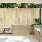 Outdoor Storage Bench with Cushion Beige 100 cm Poly Rattan