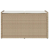 Outdoor Storage Bench with Cushion Beige 100 cm Poly Rattan