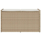 Outdoor Storage Bench with Cushion Beige 100 cm Poly Rattan - Top-Down View