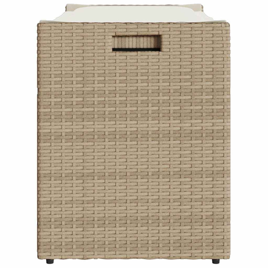 Outdoor Storage Bench with Cushion Beige 100 cm Poly Rattan