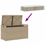 Outdoor Storage Bench with Cushion Beige 100 cm Poly Rattan - Close-Up Angle
