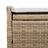 Outdoor Storage Bench with Cushion Beige 100 cm Poly Rattan - Low Angle