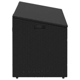 Garden Storage Box Black 110x50x58 cm Poly Rattan - 45-Degree Angle