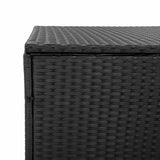Garden Storage Box Black 110x50x58 cm Poly Rattan - Low Angle