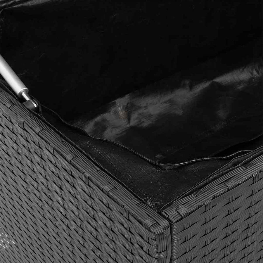 Garden Storage Box Black 110x50x58 cm Poly Rattan