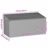 Garden Storage Box Grey 110x50x58 cm Poly Rattan - Extra Image