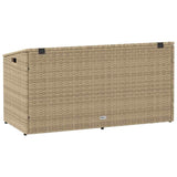 Garden Storage Box Beige 110x50x58 cm Poly Rattan - Rear View