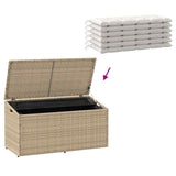 Garden Storage Box Beige 110x50x58 cm Poly Rattan - Close-Up Angle