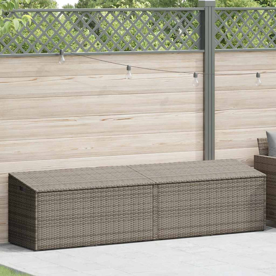 Garden Storage Box Grey 220x50x58 cm Poly Rattan