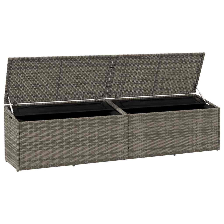 Garden Storage Box Grey 220x50x58 cm Poly Rattan