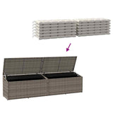 Garden Storage Box Grey 220x50x58 cm Poly Rattan - Close-Up Angle