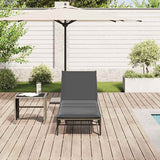 Sun Lounger with Cushion Grey Poly Rattan - Side View