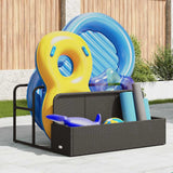 Poolside Float Storage Black 110x100x57 cm Poly Rattan - Side View
