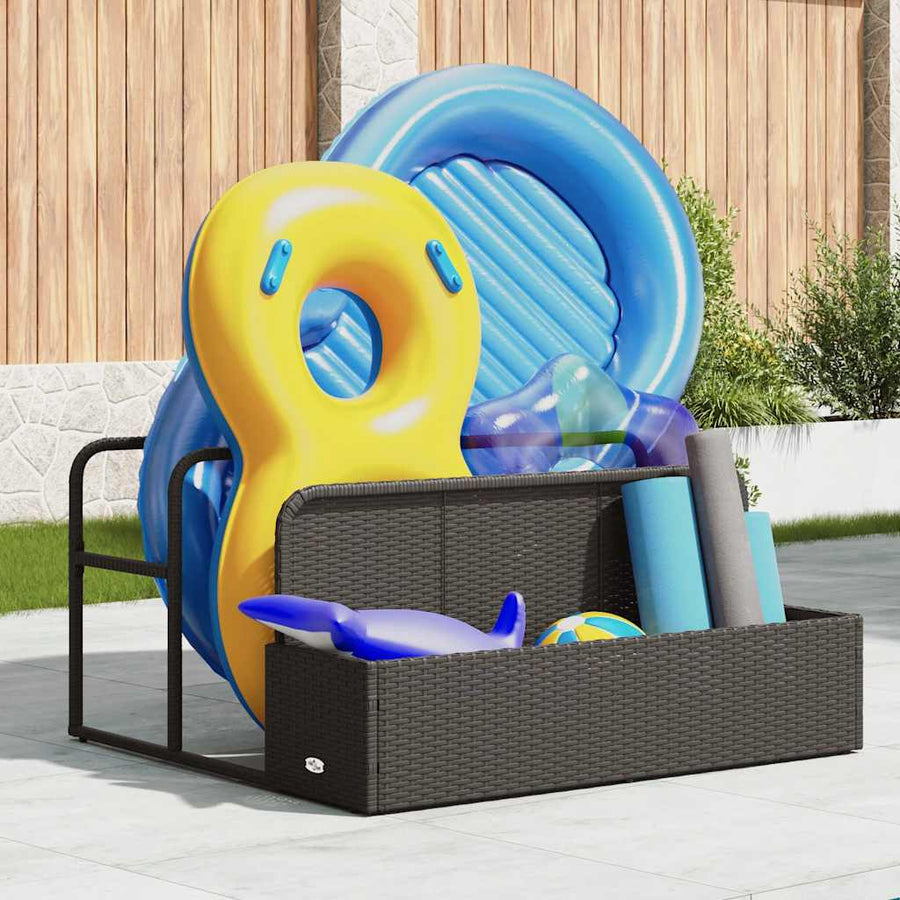 Poolside Float Storage Black 110x100x57 cm Poly Rattan