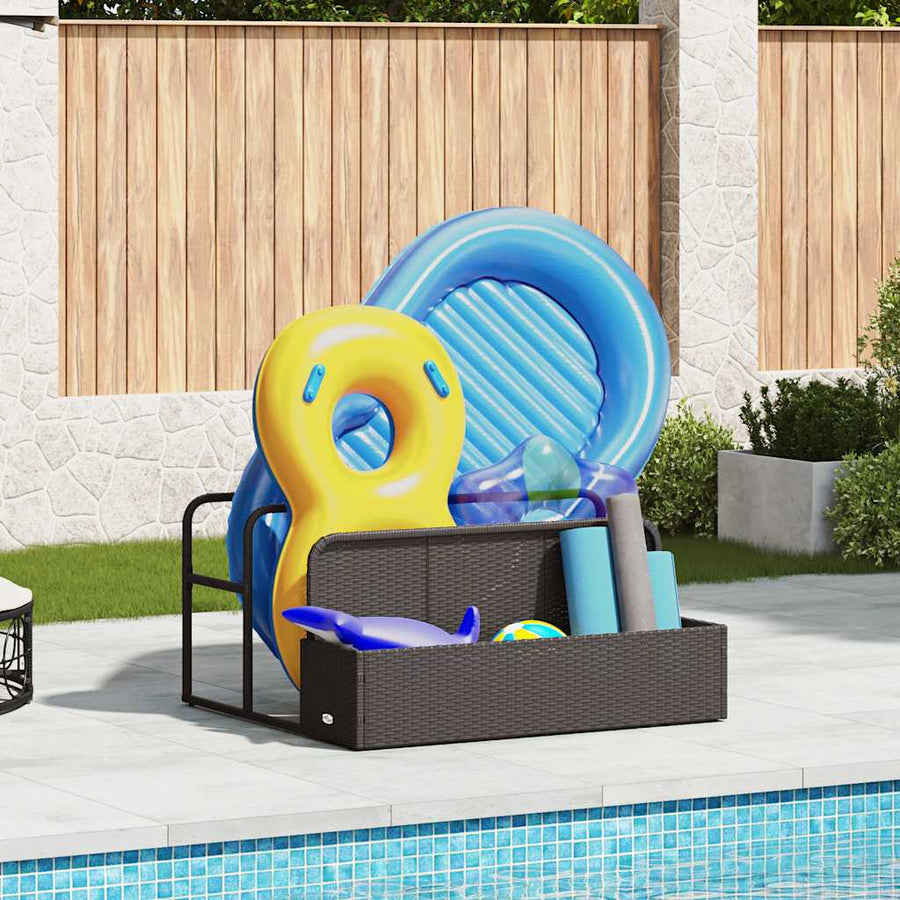 Poolside Float Storage Black 110x100x57 cm Poly Rattan