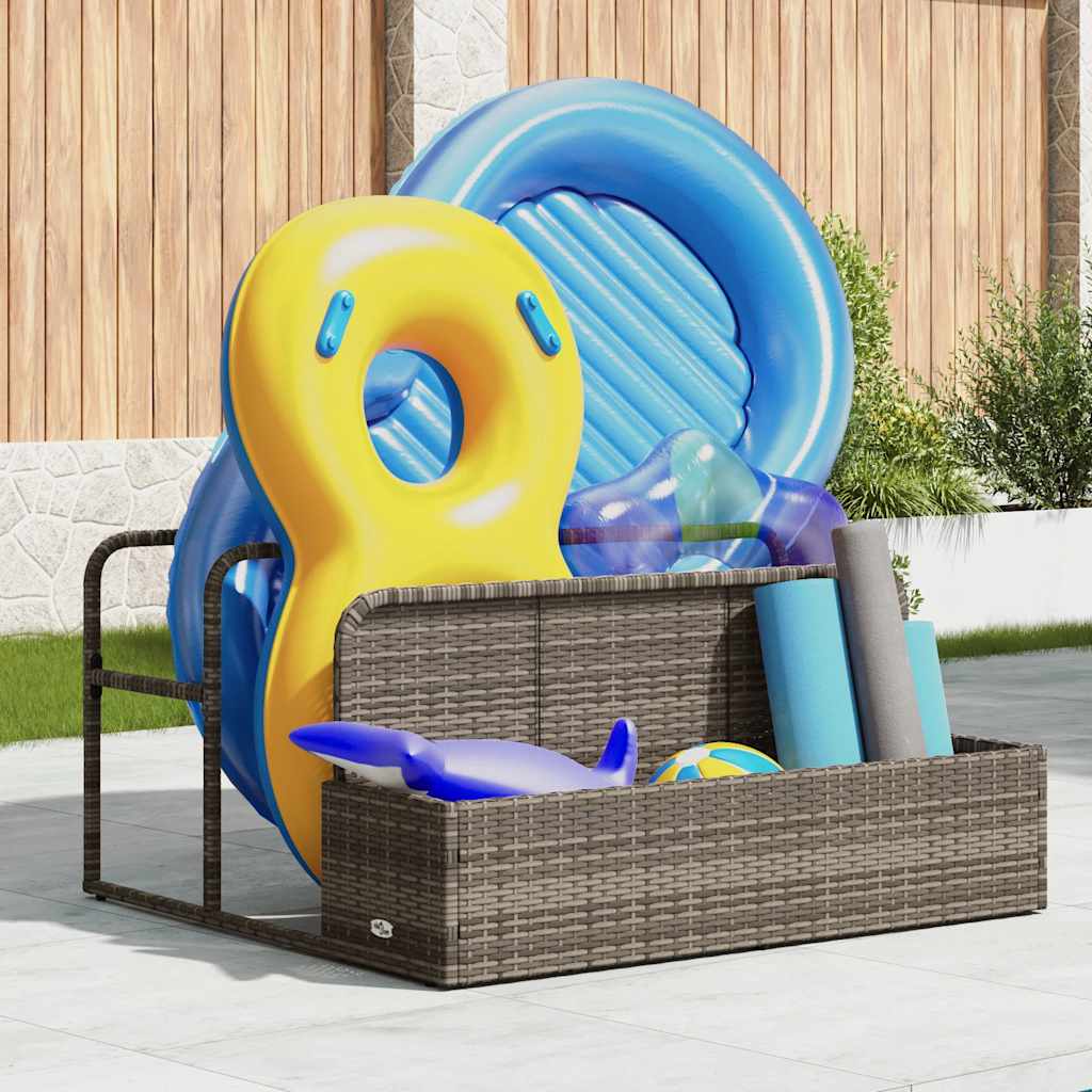 Poolside Float Storage Grey 110x100x57 cm Poly Rattan