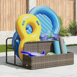 Poolside Float Storage Grey 110x100x57 cm Poly Rattan - Side View