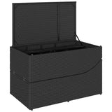 Folding Sun Lounger with Cushion and Storage Black Poly Rattan - Extra Image
