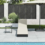 Folding Sun Lounger with Cushion and Storage Black Poly Rattan - Side View