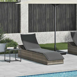 Folding Sun Lounger with Cushion and Storage Grey Poly Rattan - Front View