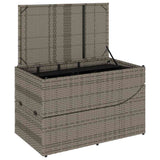 Folding Sun Lounger with Cushion and Storage Grey Poly Rattan - Extra Image