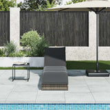 Folding Sun Lounger with Cushion and Storage Grey Poly Rattan - Side View