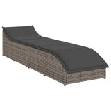 Folding Sun Lounger with Cushion and Storage Grey Poly Rattan - Top-Down View