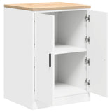 Garage Storage Cabinet White 60x51x85 cm Solid Wood Pine - 45-Degree Angle