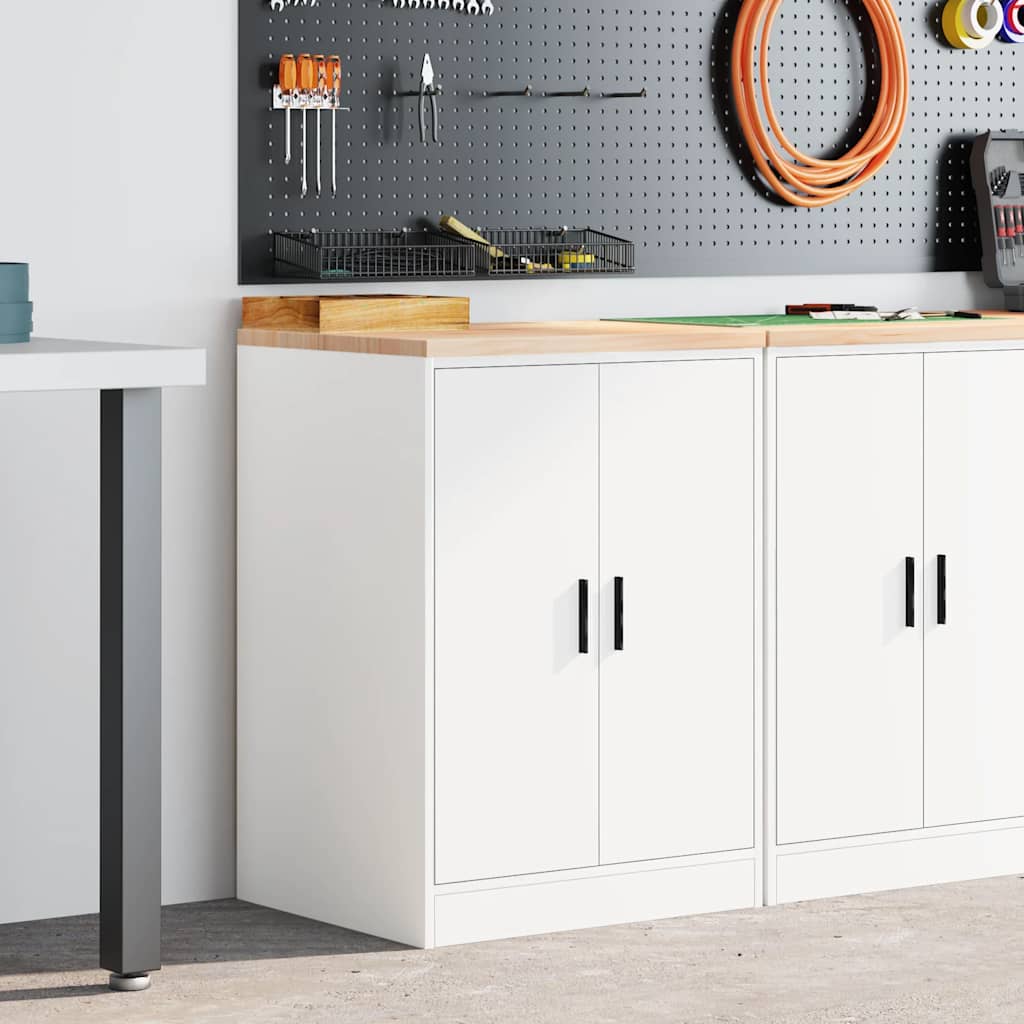 Garage Storage Cabinet White 60x51x85 cm Solid Wood Pine