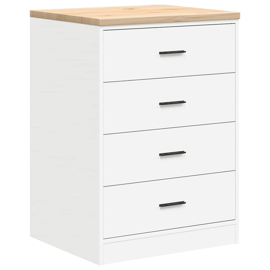 Garage Storage Cabinet White 60x51x85 cm Solid Wood Pine