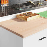 Garage Storage Cabinet White 60x51x85 cm Solid Wood Pine - Side View