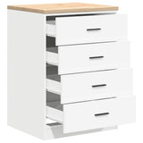 Garage Storage Cabinet White 60x51x85 cm Solid Wood Pine - 45-Degree Angle