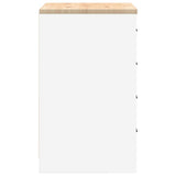 Garage Storage Cabinet White 60x51x85 cm Solid Wood Pine - Close-Up Angle