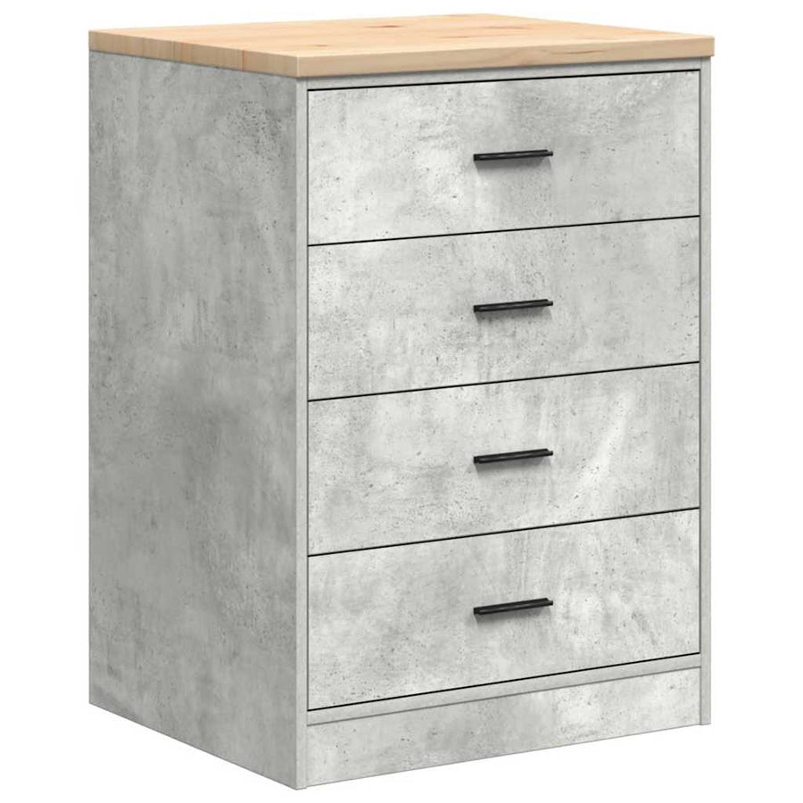 Garage Storage Cabinet Concrete Grey 60x51x85cm Solid Wood Pine
