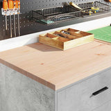 Garage Storage Cabinet Concrete Grey 60x51x85 cm Solid Wood Pine - Side View