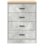 Garage Storage Cabinet Concrete Grey 60x51x85cm Solid Wood Pine