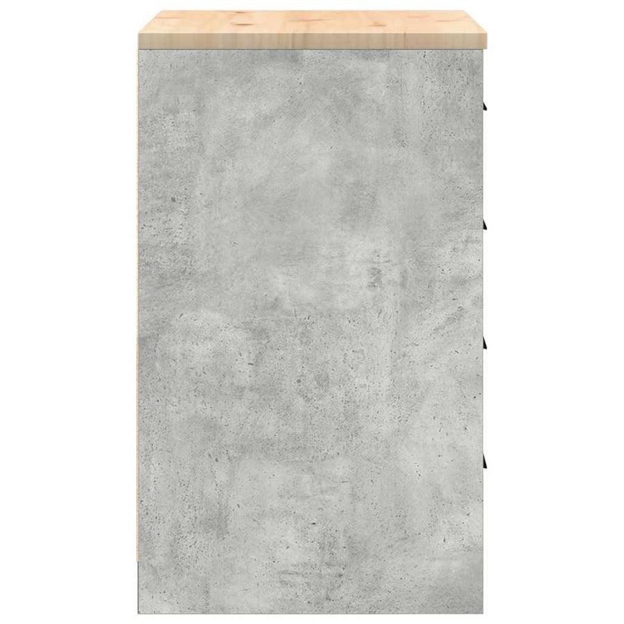 Garage Storage Cabinet Concrete Grey 60x51x85cm Solid Wood Pine