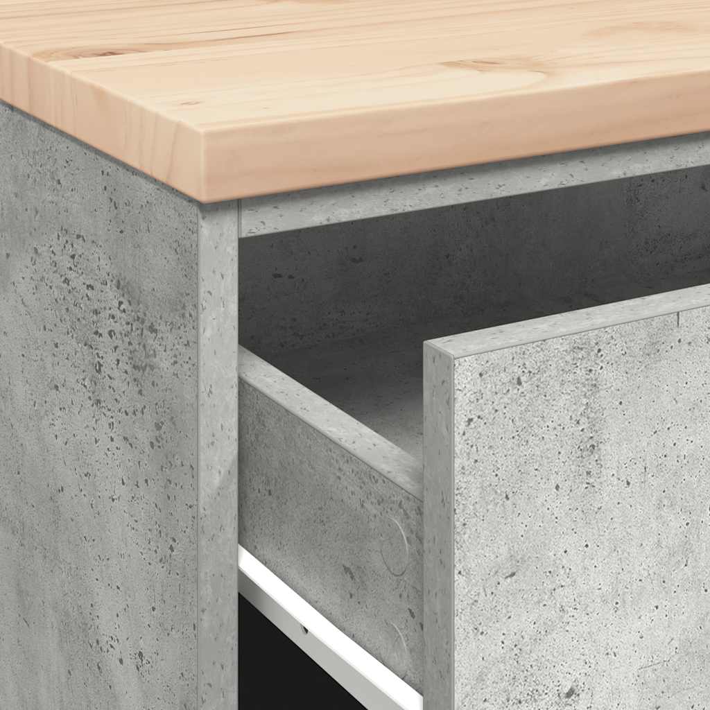 Garage Storage Cabinet Concrete Grey 60x51x85 cm Solid Wood Pine